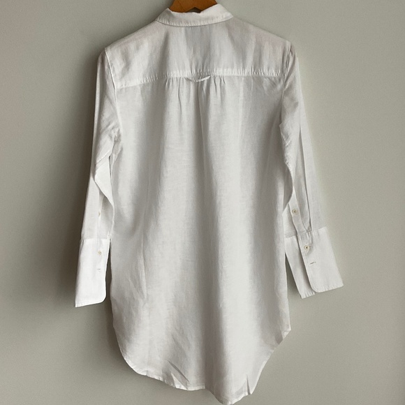 NWT J. Crew White Relaxed-fit beach shirt in linen-cotton blend SZ Various - Picture 9 of 9